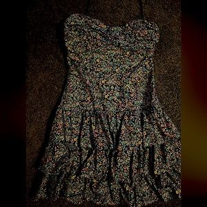 Express floral strapless dress never been worn but to try on.